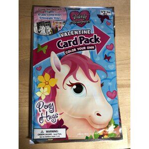 Color Your Own Valentine Day Card Pack Pony Horse Velvety Masterpieces Stickers